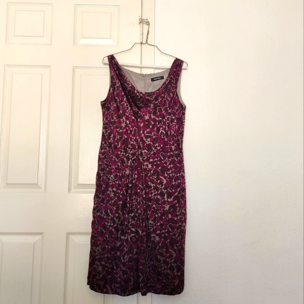 ✨️Ellen Tracy Cowel Sleeveless Print Midi Dress. Size 14